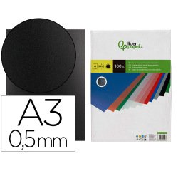Cubiertas para encuadernar Liderpapel polipropileno A3 0,5 mm negro opaco - Paquete de 100 unidades