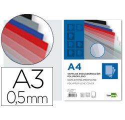 Cubiertas para encuadernar Liderpapel polipropileno A3 0,5 mm transparente - Paquete de 100 unidades