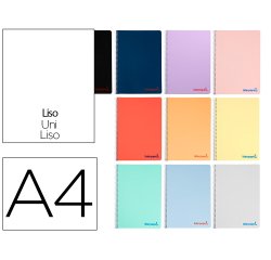 Cuaderno espiral liderpapel a4 wonder tapa plastico 80h 90 gr liso colores surtidos