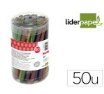 Barra termofusible purpurina liderpapel 7 mm diametro x 100 mm de alto bote 50 unidades colores surtidos