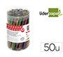 Barra termofusible purpurina liderpapel 7 mm diametro x 100 mm de alto bote 50 unidades colores surtidos