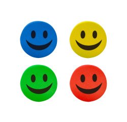 Borrador liderpapel pizarra blanca redondo 5 cm diametro magnetico cara smiley colores surtidos