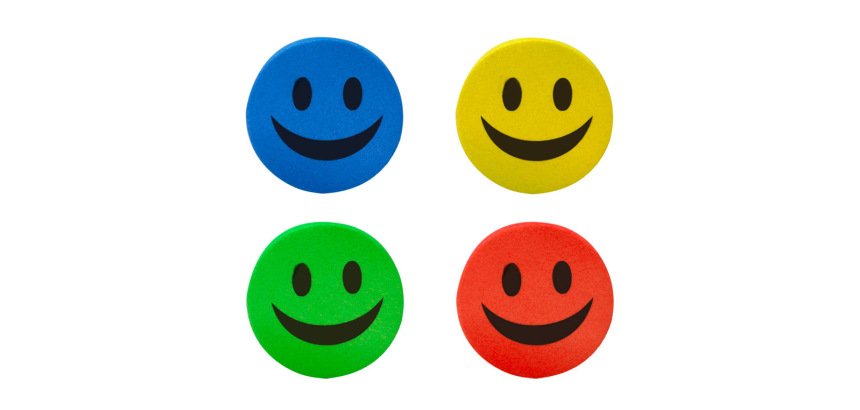 Borrador liderpapel pizarra blanca redondo 5 cm diametro magnetico cara smiley colores surtidos