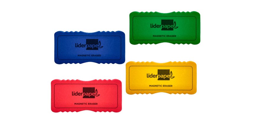 Borrador liderpapel pizarra blanca magnetico colores surtidos 130x60 mm
