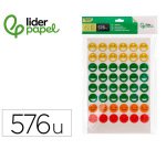 Gomets escolar liderpapel caras bolsa de 12 hojas 48 caras por hoja colores surtidos