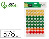 Gomets escolar liderpapel caras bolsa de 12 hojas 48 caras por hoja colores surtidos