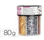 Purpurina fantasia liderpapel corazon y estrella color oro y plata bote de 80gr