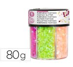 Purpurina fantasia liderpapel corazon y estrella colores neon bote de 80gr