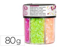 Purpurina fantasia liderpapel corazon y estrella colores neon bote de 80gr