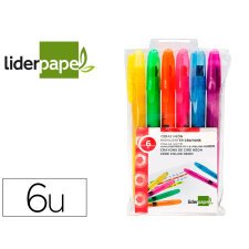 Marcador de cera gel liderpapel fluorescente estuche 6 unidades colores surtidos