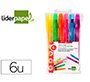 Marcador de cera gel liderpapel fluorescente estuche 6 unidades colores surtidos