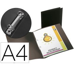 Carpeta liderpapel 2 anillas mixtas mini 15 mm polipropileno din a4 negro opaco
