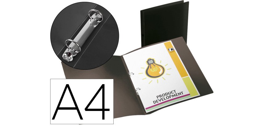 Carpeta liderpapel 2 anillas mixtas mini 15 mm polipropileno din a4 negro opaco