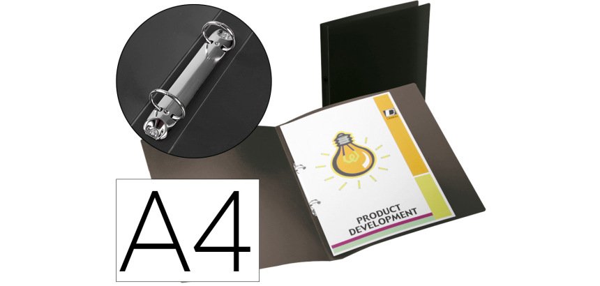 Carpeta liderpapel 2 anillas mixtas mini 15 mm polipropileno din a4 negro opaco