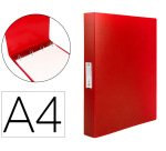 Carpeta liderpapel 4 anillas 25 mm mixtas polipropileno din a4 rojo translucido