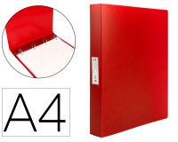 Carpeta liderpapel 4 anillas 25 mm mixtas polipropileno din a4 rojo translucido