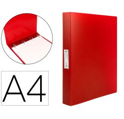 Carpeta liderpapel 4 anillas 25 mm mixtas polipropileno din a4 rojo translucido