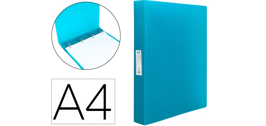 Carpeta liderpapel 4 anillas 25 mm mixtas polipropileno din a4 celeste opaco