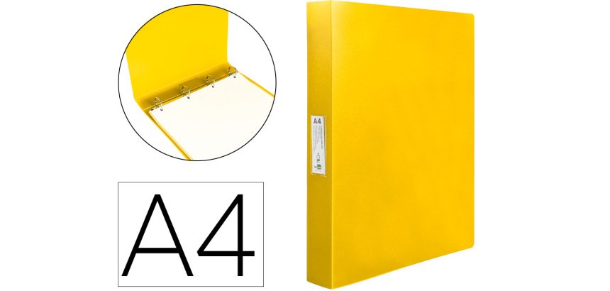 Carpeta liderpapel 4 anillas 25 mm mixtas polipropileno din a4 amarillo fluor opaco