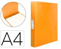Carpeta liderpapel 4 anillas 25 mm mixtas polipropileno din a4 naranja fluor opaco