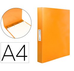 Carpeta liderpapel 4 anillas 25 mm mixtas polipropileno din a4 naranja fluor opaco
