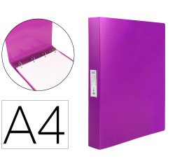 Carpeta liderpapel 4 anillas 25 mm mixtas polipropileno din a4 lavanda opaco