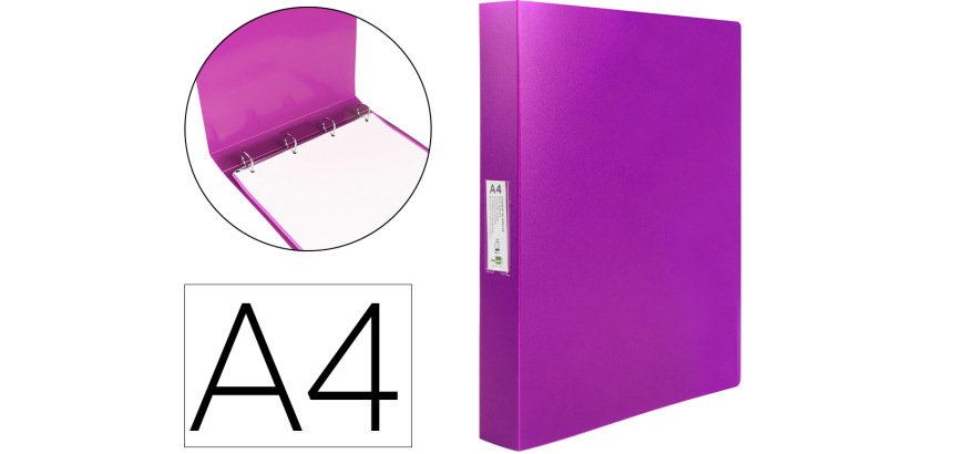 Carpeta liderpapel 4 anillas 25 mm mixtas polipropileno din a4 lavanda opaco