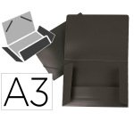 Carpeta liderpapel portadocumentos solapas polipropileno din a3 negro opaco lomo flexible