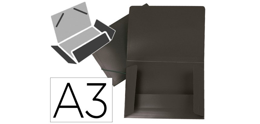 Carpeta liderpapel portadocumentos solapas polipropileno din a3 negro opaco lomo flexible