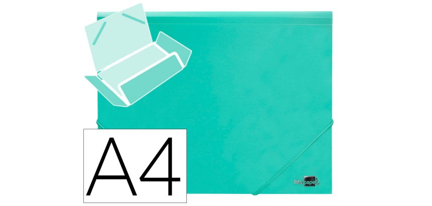Carpeta liderpapel gomas tres solapas polipropileno din a4 color verde opaco