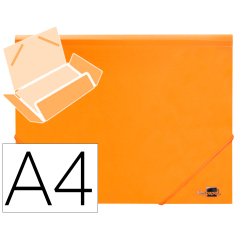 Carpeta liderpapel gomas tres solapas polipropileno din a4 color naranja opaco