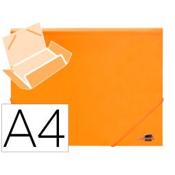 Carpeta liderpapel gomas solapas polipropileno din a4 naranja fluor opaco