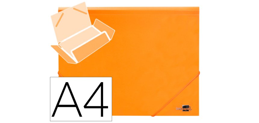 Carpeta liderpapel gomas tres solapas polipropileno din a4 color naranja opaco