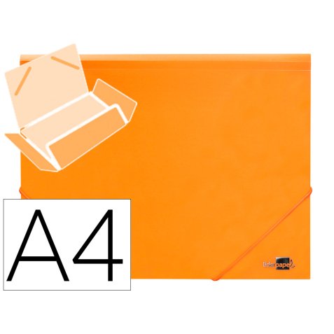 Carpeta liderpapel gomas tres solapas polipropileno din a4 color naranja opaco