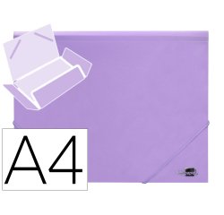 Carpeta liderpapel gomas tres solapas polipropileno din a4 color lavanda opaco