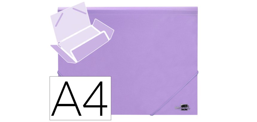 Carpeta liderpapel gomas tres solapas polipropileno din a4 color lavanda opaco