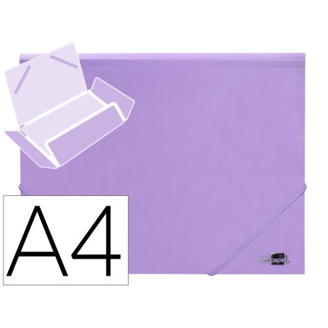 Carpeta liderpapel gomas tres solapas polipropileno din a4 color lavanda opaco