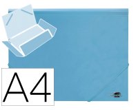 Carpeta liderpapel gomas tres solapas polipropileno din a4 color celeste opaco