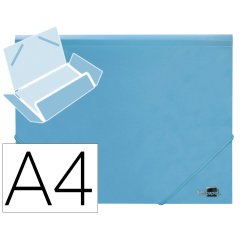 Carpeta liderpapel gomas tres solapas polipropileno din a4 color celeste opaco
