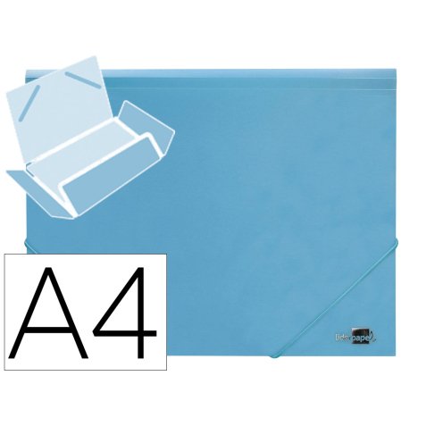 Carpeta liderpapel gomas tres solapas polipropileno din a4 color celeste opaco