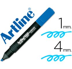 Rotulador artline fluorescente ek-660 azul punta biselada