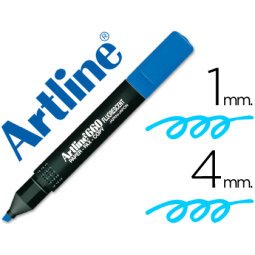 Rotulador artline fluorescente ek-660 azul punta biselada