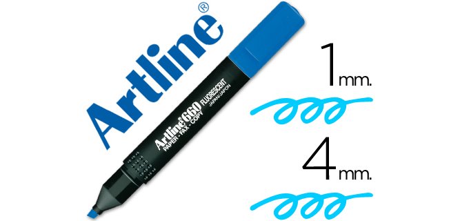 Rotulador artline fluorescente ek-660 azul punta biselada