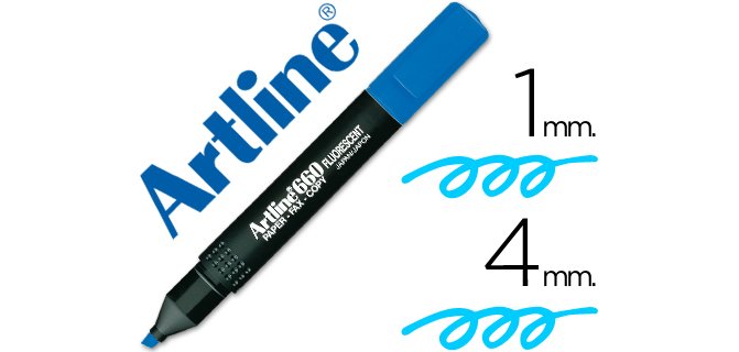 Rotulador artline fluorescente ek-660 azul punta biselada