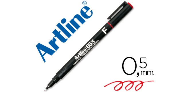 Rotulador artline retroproyeccion punta fibra permanente ek-853 rojo -punta redonda 0.5 mm