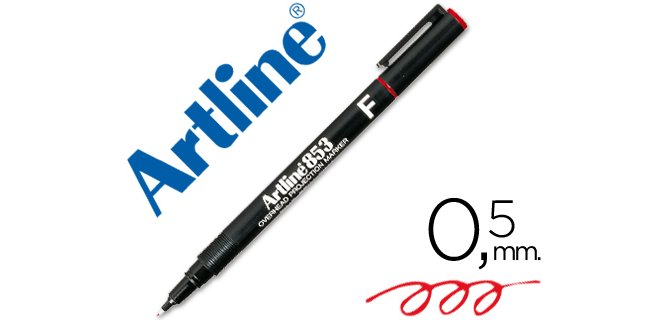 Rotulador artline retroproyeccion punta fibra permanente ek-853 rojo -punta redonda 0.5 mm