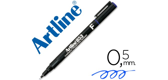 Rotulador artline retroproyeccion punta fibra permanente ek-853 azul -punta redonda 0.5 mm
