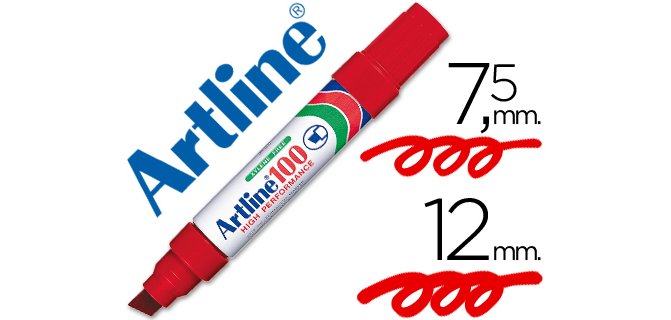 Rotulador artline marcador permanente 100 rojo punta biselada