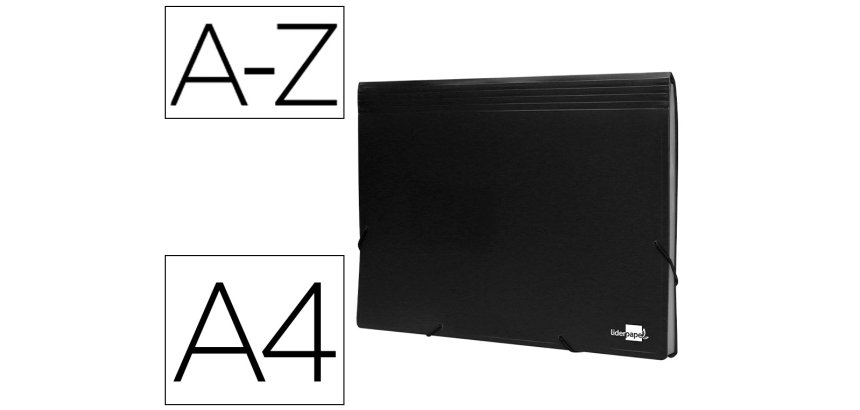 Carpeta liderpapel clasificador fuelle polipropileno din a4 negro opaco 13 departamentos