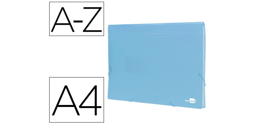 Carpeta liderpapel clasificador fuelle polipropileno din a4 celeste opaco 13 departamentos